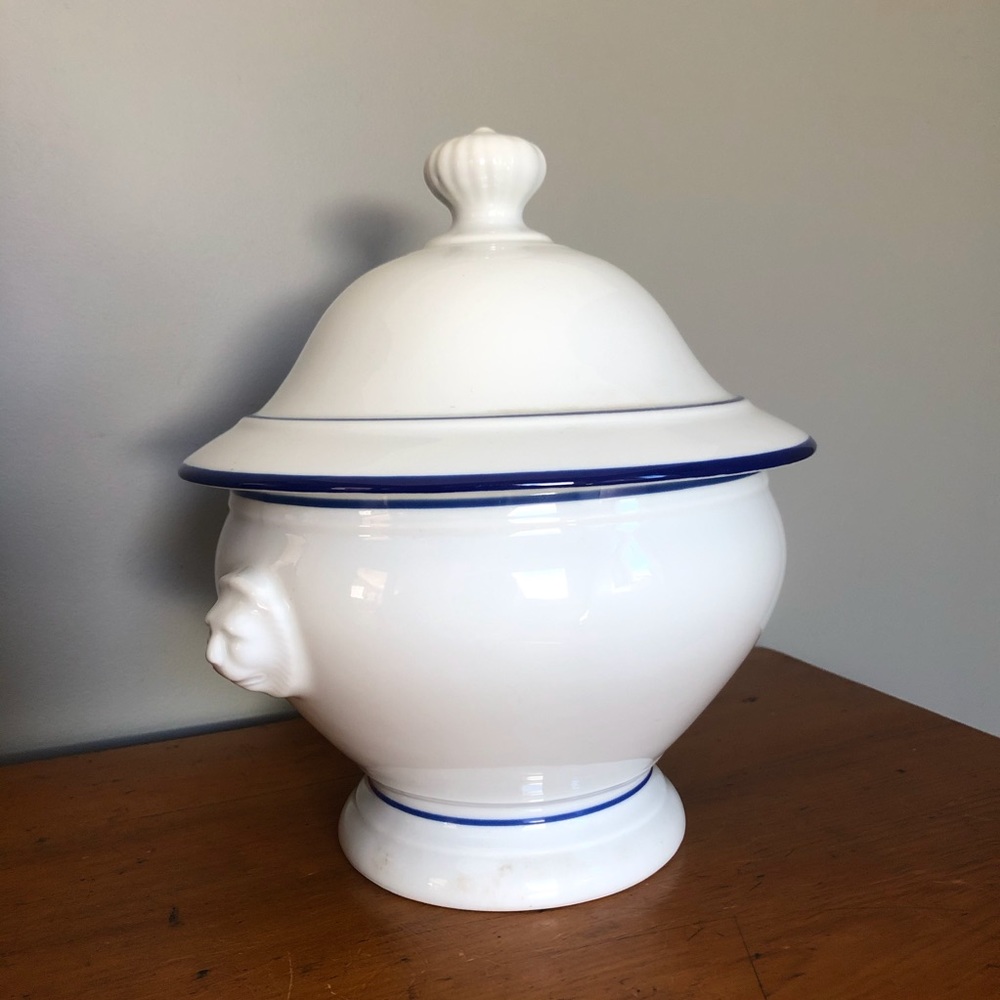 Big French Lions Head Handles Covered Tureen